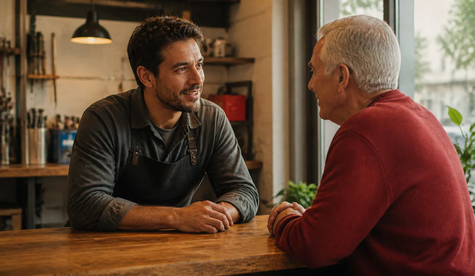 A customer care professional having a warm, helpful conversation with a customer.