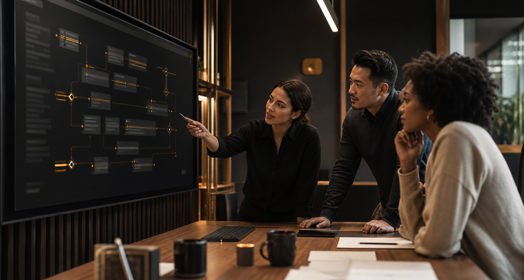 Business operations team collaborating through an AI-operational internal application