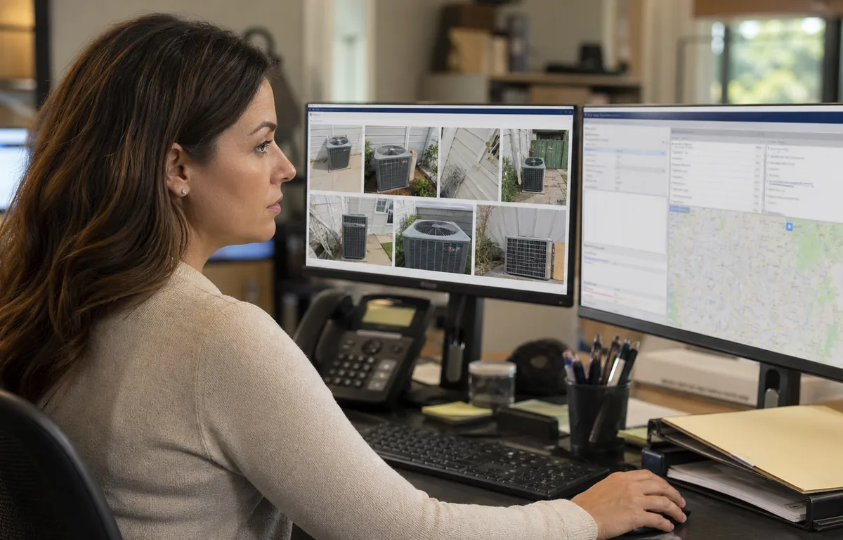A home-service coordinator reviewing a complete customer intake brief.