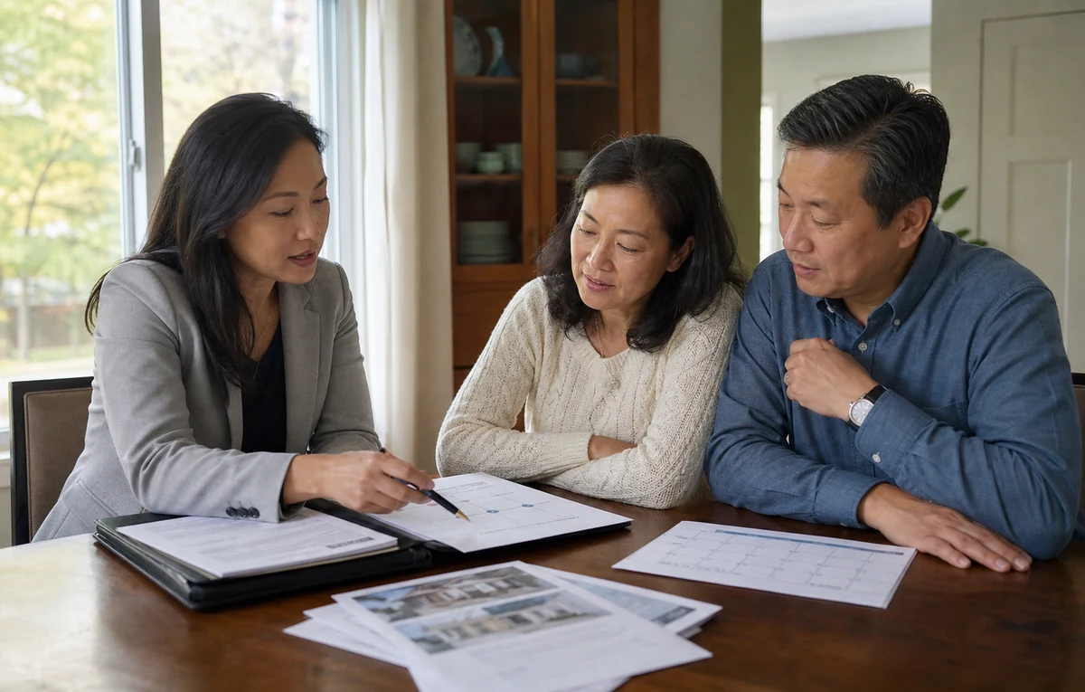 Real-estate professionals working with clients and transactions tools.
