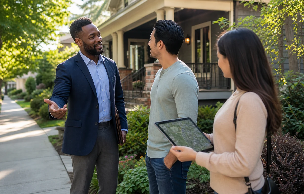 Real-estate professionals working with leads and business growth tools.