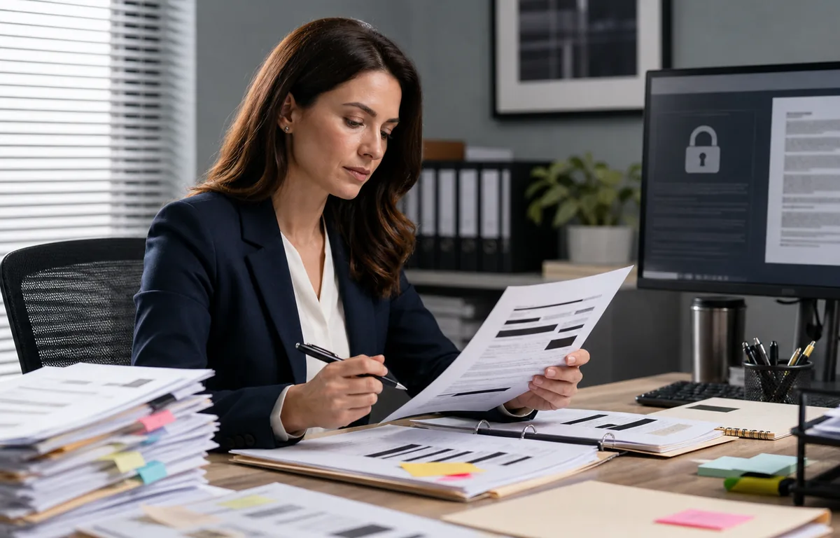 Brokerage operations reviewing transaction-file completeness.