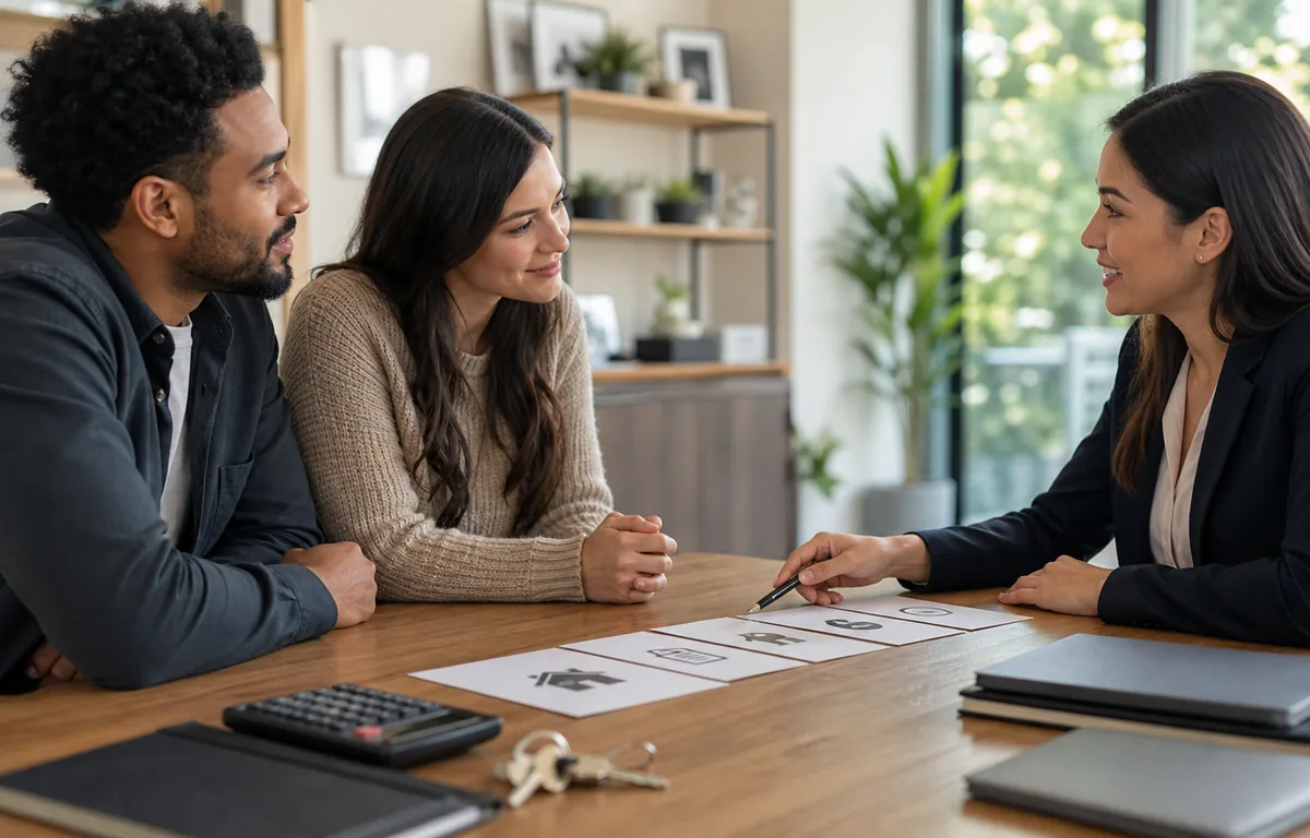 A real-estate professional explaining the buyer process to clients.