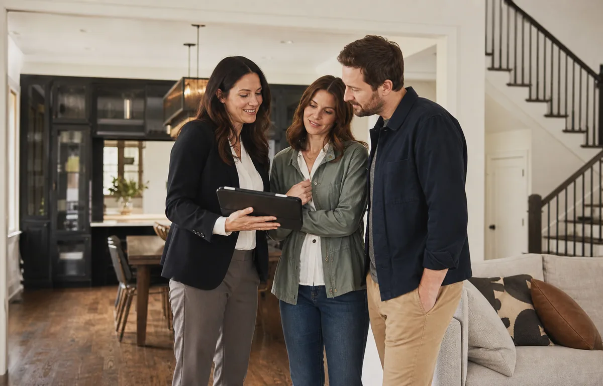 A real-estate professional helping buyers clarify their home search.