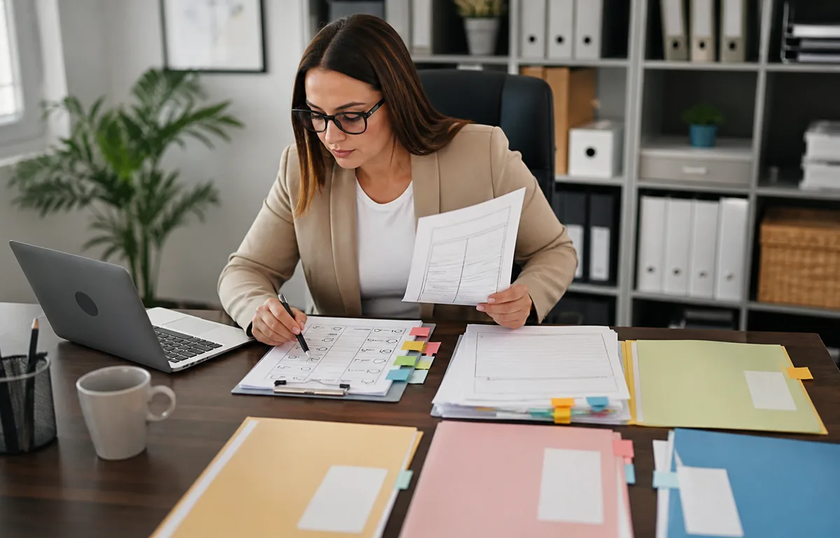 A real-estate professional reviewing document and signature status.