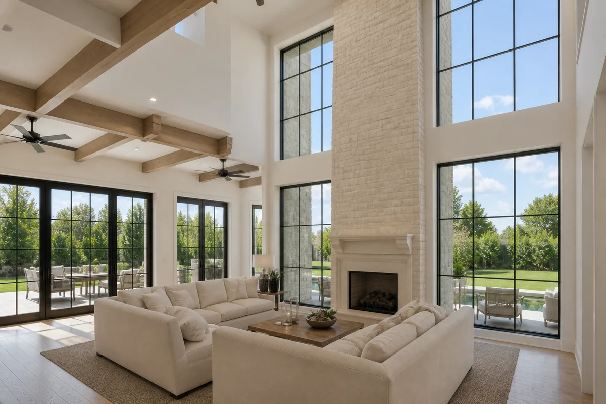 Living Room Tall Windows photograph from the cohesive sample property shoot.