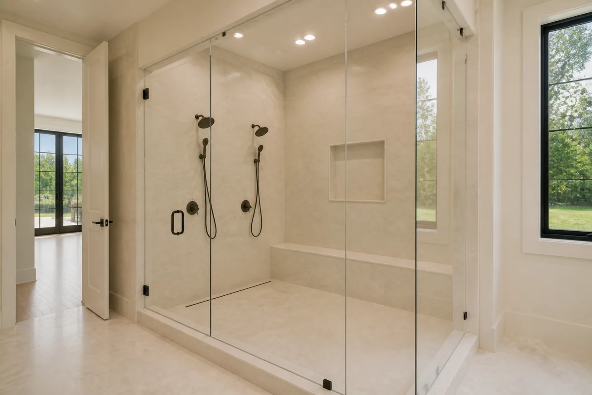 Walk In Shower photograph from the cohesive sample property shoot.