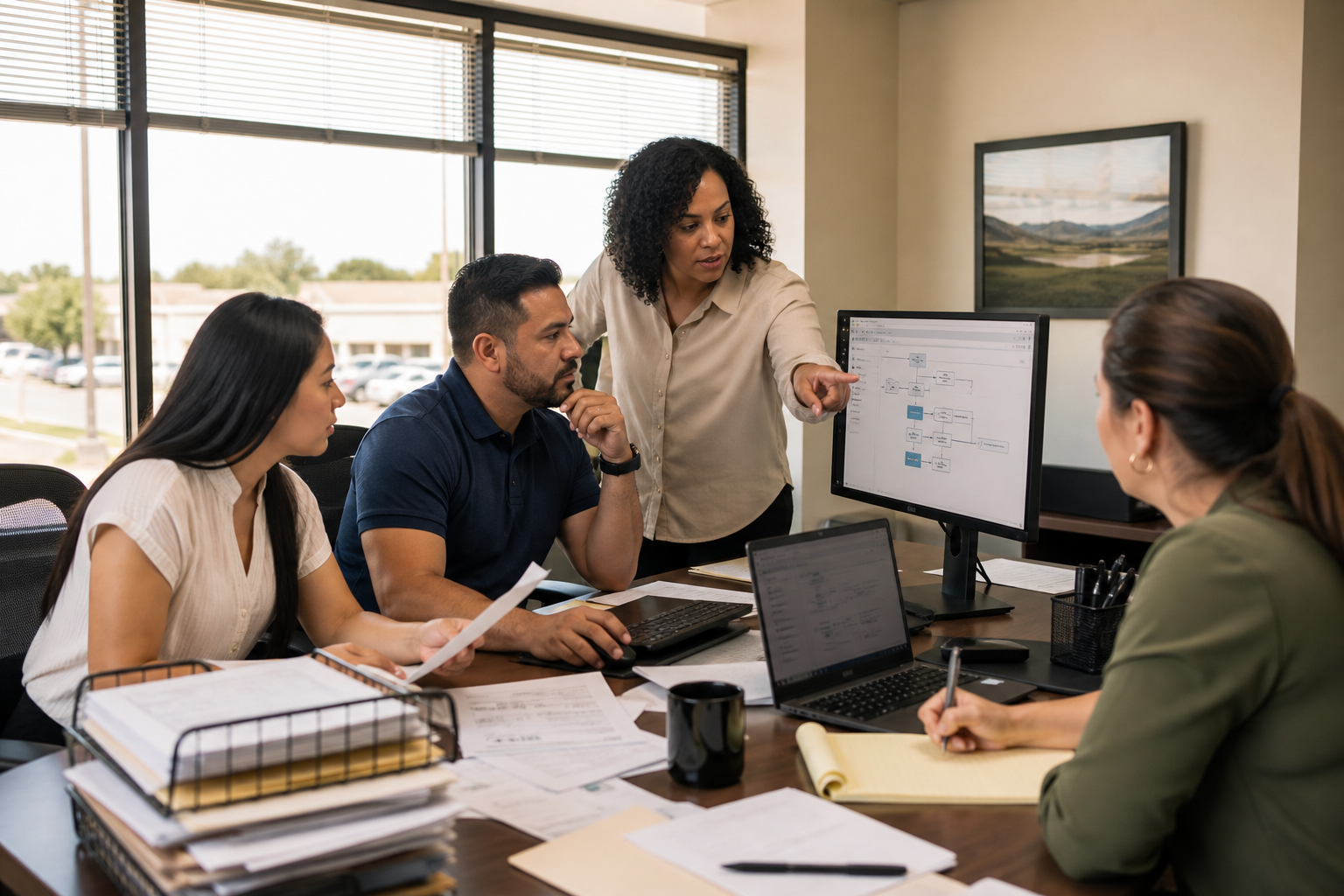 Austin business team using a custom AI system to reduce repetitive administrative work