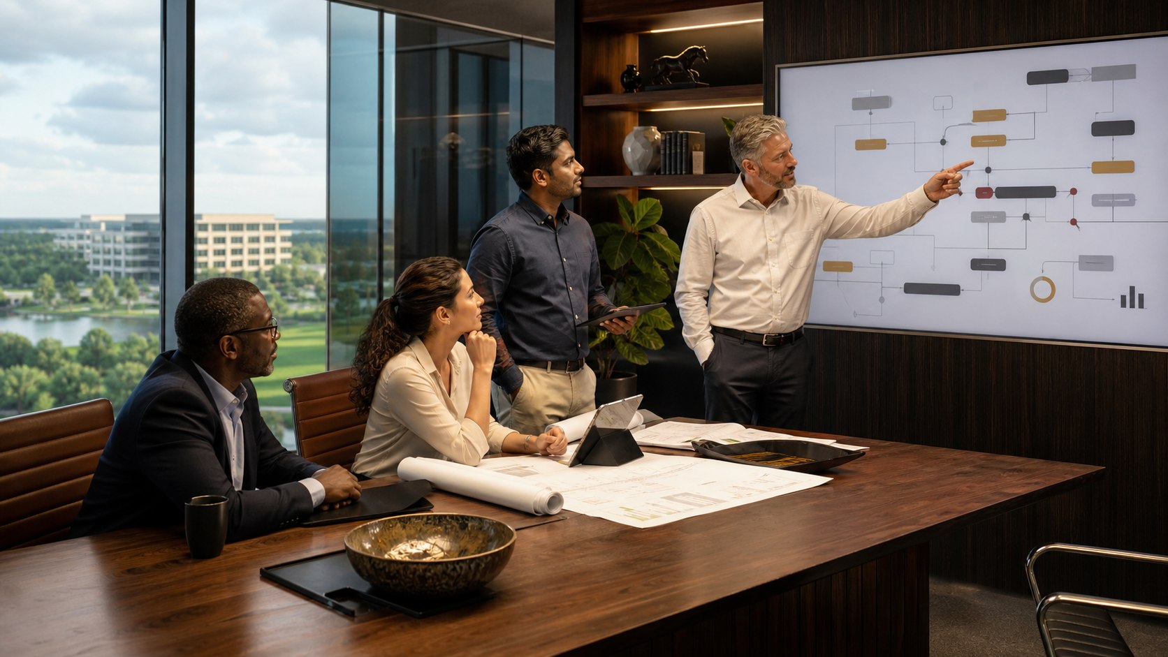 Technical team reviewing a source-aware operational workflow